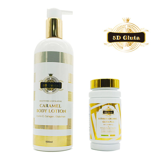 Kit de soins blanchissants pour la peau 5D Gluta Caramel