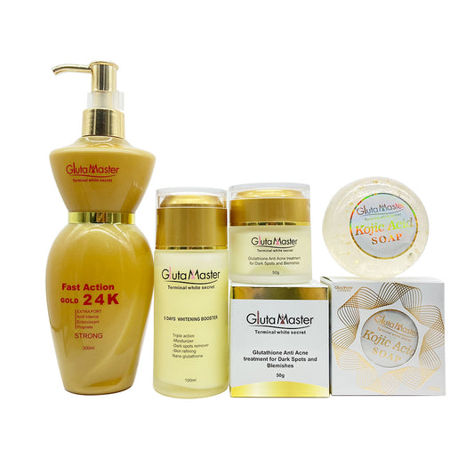 Gluta Master 24K Gold Kojic Acid Fast Whitening Action Skincare Set