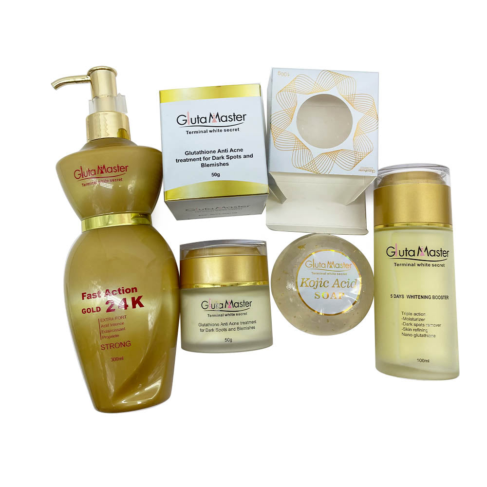 Gluta Master 24K Gold Kojic Acid Fast Whitening Action Skincare Set