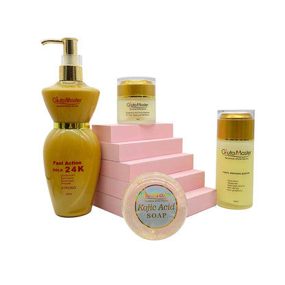 Gluta Master 24K Gold Kojic Acid Fast Whitening Action Skincare Set